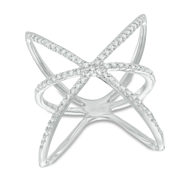 Main Image 1 of 1/4 CT. T.W. Diamond Orbit Ring in 10K White Gold