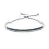 Thumbnail Image 1 of 1/10 CT. T.W. Enhanced Black and White Diamond Bar Bolo Bracelet in Sterling Silver - 9.5"