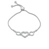 Thumbnail Image 1 of 1/10 CT. T.W. Diamond Heart Station Bolo Bracelet in Sterling Silver - 9.5"