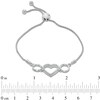 Thumbnail Image 2 of 1/10 CT. T.W. Diamond Heart Station Bolo Bracelet in Sterling Silver - 9.5"
