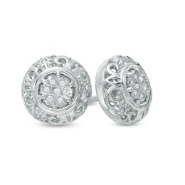 Diamond Accent Scroll Stud Earrings in Sterling Silver