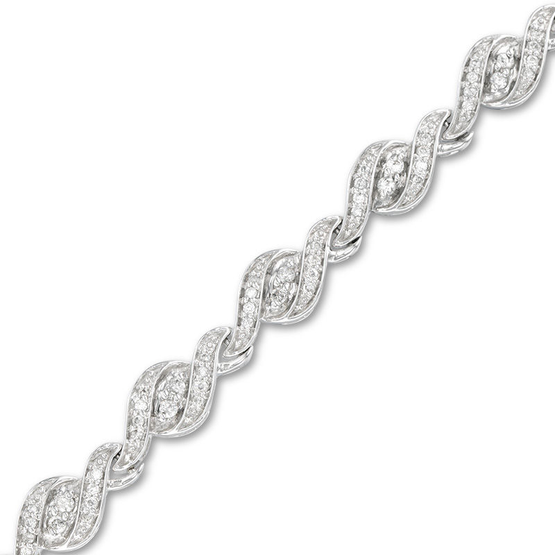 1 CT. T.W. Diamond Swirl Bracelet in 10K White Gold