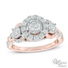 Thumbnail Image 0 of 1 CT. T.W. Diamond Frame Past Present Future® Engagement Ring in 14K Rose Gold