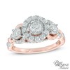 Thumbnail Image 1 of 1 CT. T.W. Diamond Frame Past Present Future® Engagement Ring in 14K Rose Gold