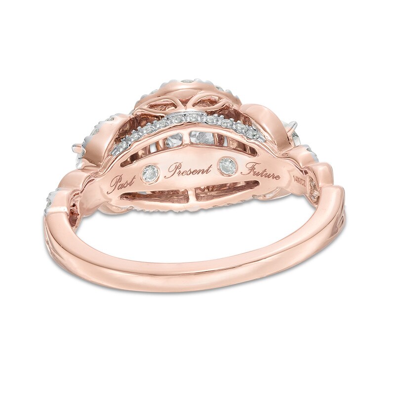 Main Image 3 of 1 CT. T.W. Diamond Frame Past Present Future® Engagement Ring in 14K Rose Gold