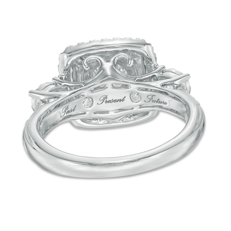 Main Image 3 of 1-1/4 CT. T.W. Diamond Layered Square Frame Past Present Future® Ring in 14K White Gold