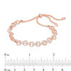 Thumbnail Image 1 of Lab-Created White Sapphire Link Bolo Bracelet in Sterling Silver with 18K Rose Gold Plate - 9.0"