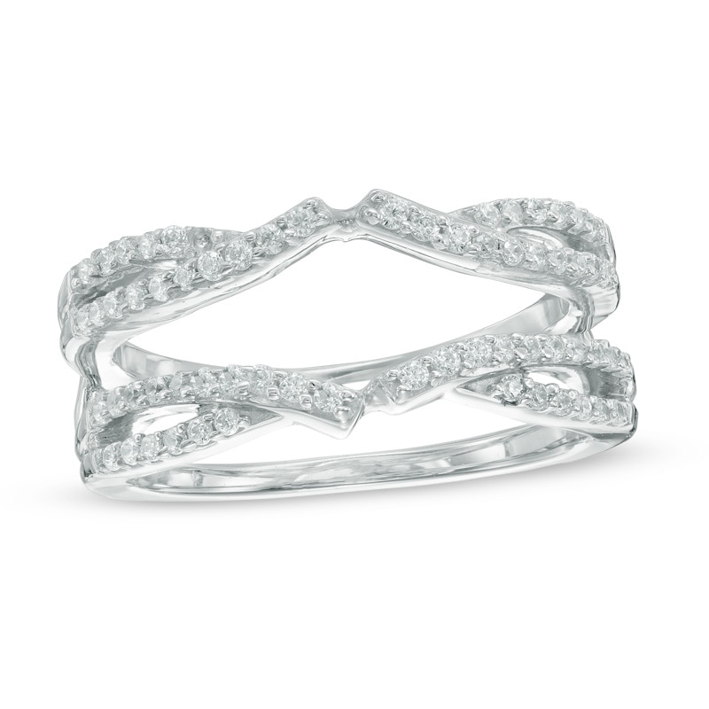 Main Image 1 of 1/3 CT. T.W. Diamond Crossover Solitaire Enhancer in 10K White Gold
