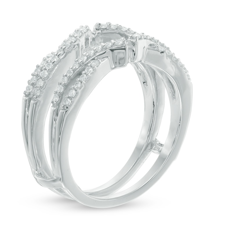 Main Image 2 of 1/3 CT. T.W. Diamond Crossover Solitaire Enhancer in 10K White Gold