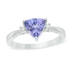 Thumbnail Image 1 of 7.0mm Trillion-Cut Tanzanite and Diamond Accent Ring in 14K White Gold