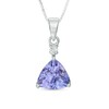Thumbnail Image 1 of 7.0mm Trillion-Cut Tanzanite and Diamond Accent Pendant in 14K White Gold