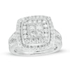 Thumbnail Image 0 of 1-1/2 CT. T.W. Quad Princess-Cut Diamond Double Frame Split Shank Engagement Ring in 14K White Gold