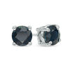 5.0mm Blue Sapphire Solitaire Stud Earrings in 14K White Gold