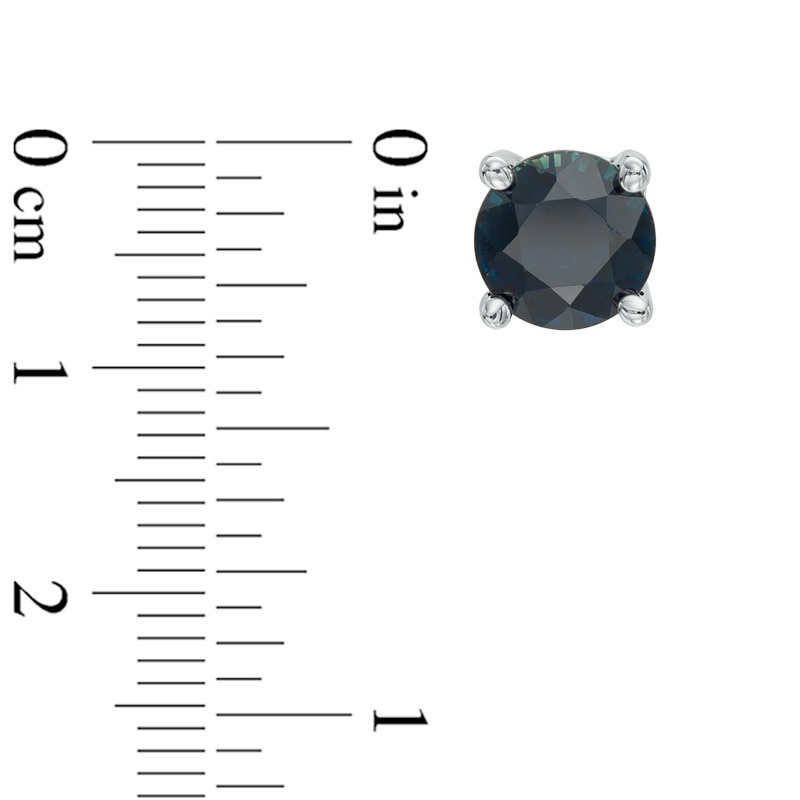 5.0mm Blue Sapphire Solitaire Stud Earrings in 14K White Gold