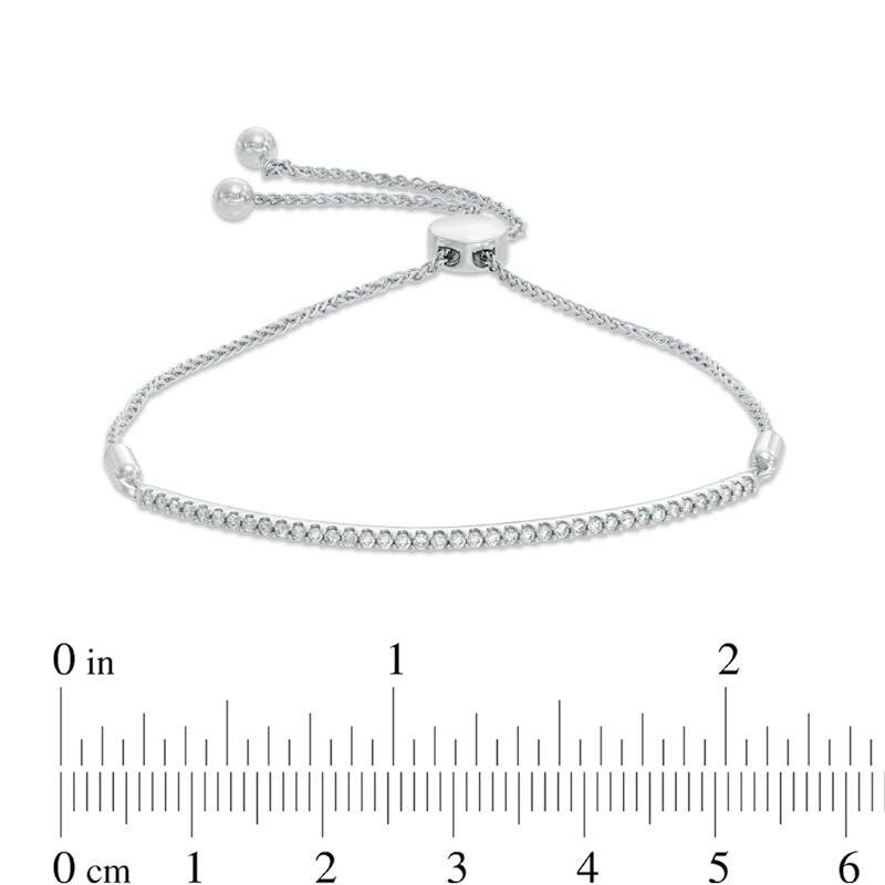 Main Image 2 of 1/4 CT. T.W. Diamond Bar Bolo Bracelet in 10K White Gold - 8.0"