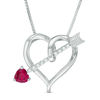 Thumbnail Image 1 of 5.0mm Lab-Created Ruby and White Topaz Heart with Arrow Pendant in Sterling Silver