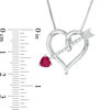 Thumbnail Image 2 of 5.0mm Lab-Created Ruby and White Topaz Heart with Arrow Pendant in Sterling Silver