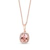 Thumbnail Image 1 of EFFY™ Collection Oval Morganite and 1/10 CT. T.W. Diamond Pendant in 14K Rose Gold