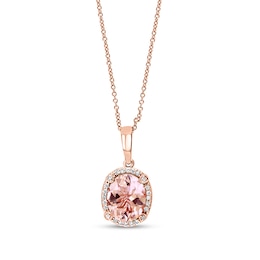 EFFY™ Collection Oval Morganite and 1/10 CT. T.W. Diamond Pendant in 14K Rose Gold