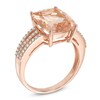 Thumbnail Image 2 of EFFY™ Collection Cushion-Cut Morganite and 1/4 CT. T.W. Diamond Ring in 14K Rose Gold
