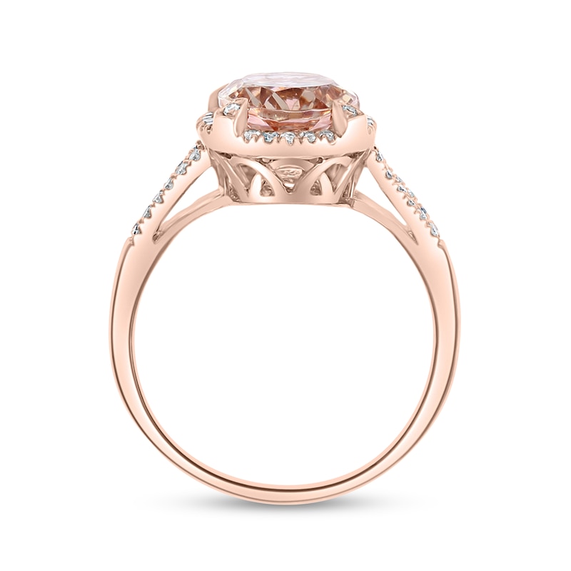 EFFY™ Collection Oval Morganite and 1/4 CT. T.W. Diamond Ring in 14K Rose Gold