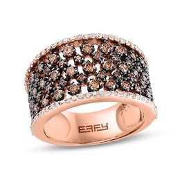 EFFY™ Collection 1 CT. T.W. Champagne and White Diamond Pebbles Band in 14K Rose Gold