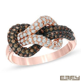 EFFY™ Collection 7/8 CT. T.W. Champagne and White Diamond Double Knot Ring in 14K Rose Gold