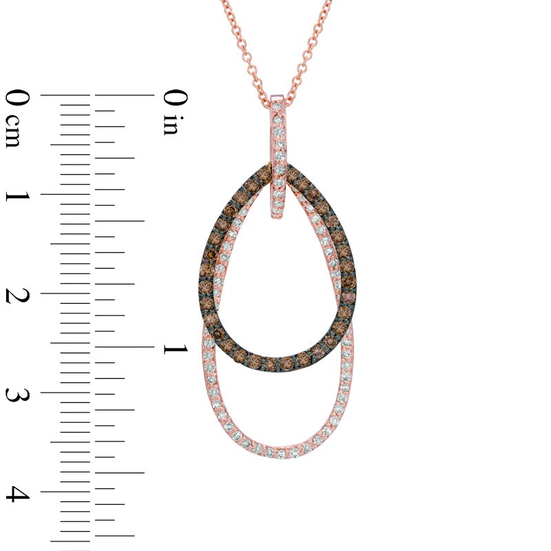 Main Image 2 of EFFY™ Collection 3/4 CT. T.W. Champagne and White Diamond Layered Teardrop Outline Pendant in 14K Rose Gold