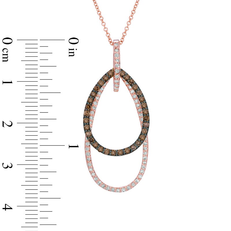 EFFY™ Collection 3/4 CT. T.W. Champagne and White Diamond Layered Teardrop Outline Pendant in 14K Rose Gold