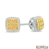 Thumbnail Image 0 of EFFY™ Collection 1/2 CT. T.W. Yellow and White Diamond Square Stud Earrings in 14K White Gold