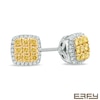 Thumbnail Image 1 of EFFY™ Collection 1/2 CT. T.W. Yellow and White Diamond Square Stud Earrings in 14K White Gold