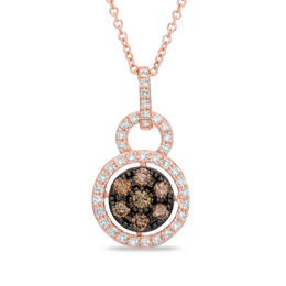 EFFY™ Collection 3/8 CT. T.W. Champagne and White Diamond Cluster Frame Pendant in 14K Rose Gold