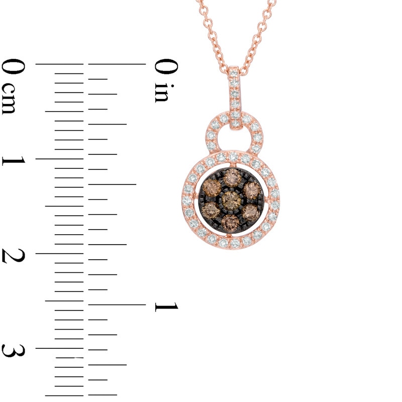 EFFY™ Collection 3/8 CT. T.W. Champagne and White Diamond Cluster Frame Pendant in 14K Rose Gold