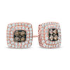 Thumbnail Image 1 of EFFY™ Collection 3/4 CT. T.W. Quad Champagne and White Diamond Double Frame Stud Earrings in 14K Rose Gold