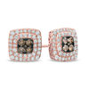 Thumbnail Image 0 of EFFY™ Collection 3/4 CT. T.W. Quad Champagne and White Diamond Double Frame Stud Earrings in 14K Rose Gold