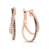 EFFY™ Collection 1/2 CT. T.W. Champagne and White Diamond Wavy Hoop Earrings in 14K Rose Gold