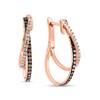 Thumbnail Image 1 of EFFY™ Collection 1/2 CT. T.W. Champagne and White Diamond Wavy Hoop Earrings in 14K Rose Gold