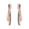 Thumbnail Image 2 of EFFY™ Collection 1/2 CT. T.W. Champagne and White Diamond Wavy Hoop Earrings in 14K Rose Gold