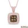 Thumbnail Image 0 of EFFY™ Collection 7/8 CT. T.W. Champagne and White Diamond Double Square Frame Pendant in 14K Rose Gold