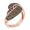 Thumbnail Image 1 of EFFY™ Collection 1-1/2 CT. T.W. Champagne and White Diamond Knot Ring in 14K Rose Gold