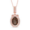 Thumbnail Image 1 of Oval Smoky Quartz and 1/10 CT. T.W. Diamond Frame Pendant in 10K Rose Gold