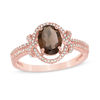 Thumbnail Image 0 of Oval Smoky Quartz and 1/6 CT. T.W. Diamond Frame Ring in 10K Rose Gold