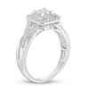 Thumbnail Image 1 of 3/8 CT. T.W. Quad Diamond Double Square Frame Crossover Shank Engagement Ring in 10K White Gold