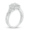 Thumbnail Image 2 of 3/8 CT. T.W. Quad Diamond Double Square Frame Crossover Shank Engagement Ring in 10K White Gold