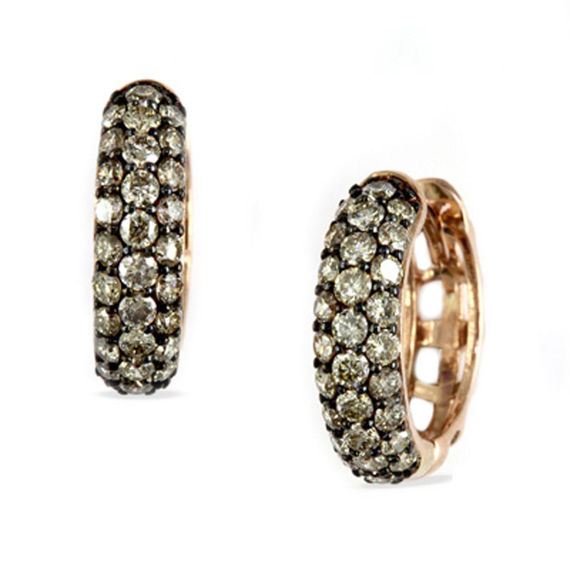 EFFY™ Collection 1 CT. T.W. Champagne Diamond Hoop Earrings in 14K Rose Gold