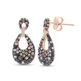 EFFY™ Collection 1 CT. T.W. Enhanced Black Champagne and White Diamond Drop Earrings in 14K Rose Gold