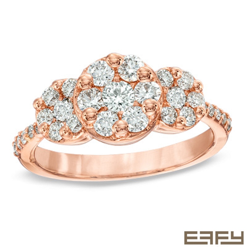 EFFY™ Collection 1 CT. T.W. Diamond Three Stone Cluster Ring in 14K Rose Gold