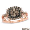 Thumbnail Image 1 of EFFY™ Collection 1 CT. T.W. Champagne and White Diamond Square Frame Split Shank Ring in 14K Rose Gold