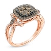 Thumbnail Image 2 of EFFY™ Collection 1 CT. T.W. Champagne and White Diamond Square Frame Split Shank Ring in 14K Rose Gold