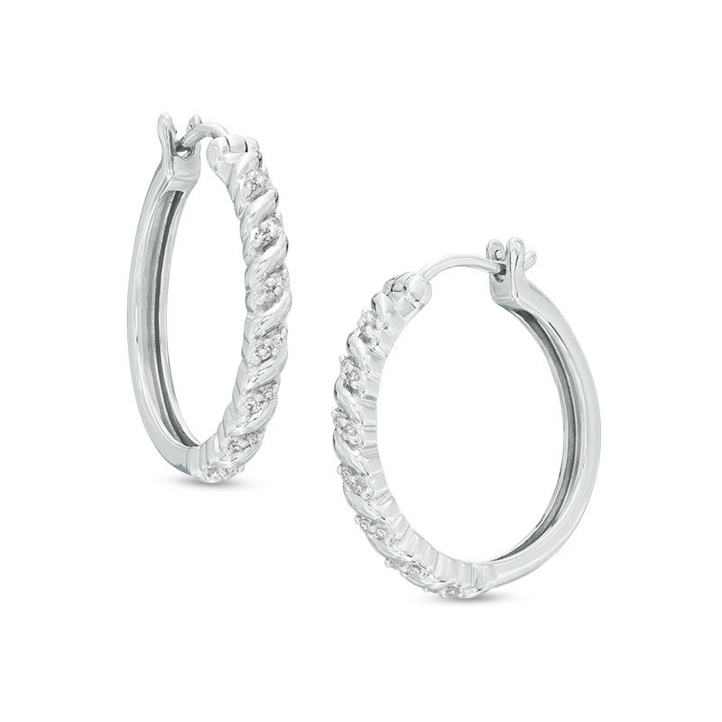 1/15 CT. T.W. Diamond Swirl Hoop Earrings in Sterling Silver